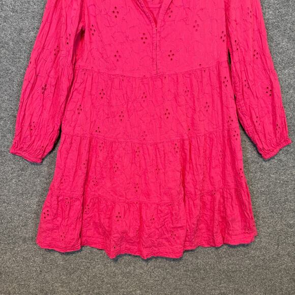 Old Navy Dress Womens Medium Pink Long‎ Sleeve Mini Tiered Bohemian Cottage Core - Picture 3 of 14
